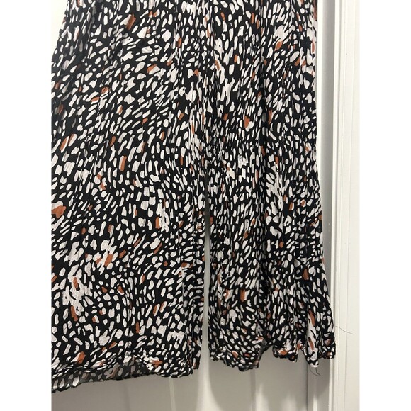 Leopard Print Flat Front Wide Leg Pants Size 12 Modest Teacher Fun Animal Print - Picture 2 of 6